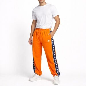 Kappa 222 Banda Track Pants Logo Tape Youth XXL Orange Navy